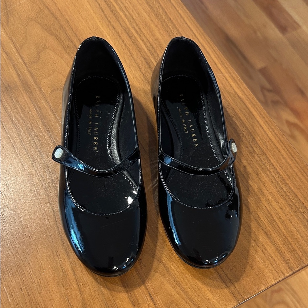 Ralph Lauren Black Leather Mary Jane Shoes